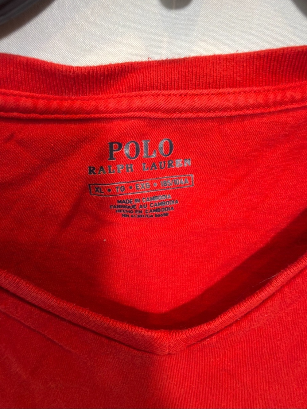 Polo Ralph Lauren Red V-Neck Short Sleeve Tee Shirt Mens XL Pony Logo - Picture 3 of 4